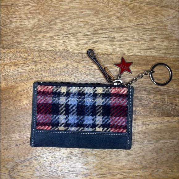 Coach Tweed and Suede Coin Wallet Keychain - Picture 1 of 4